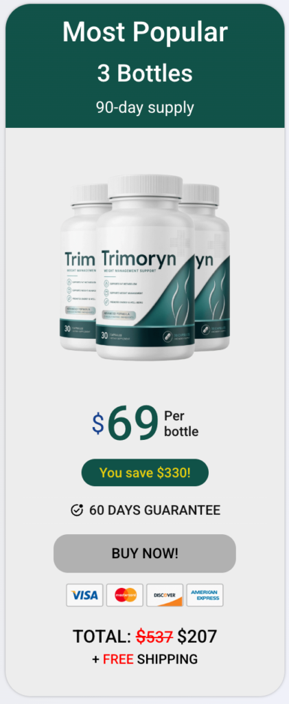 Trimoryn 3-bottle package pricing, most popular option